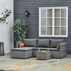 3-Piece PE Rattan Garden Furniture Set with 2 Sofas and Coffee Table, Grey