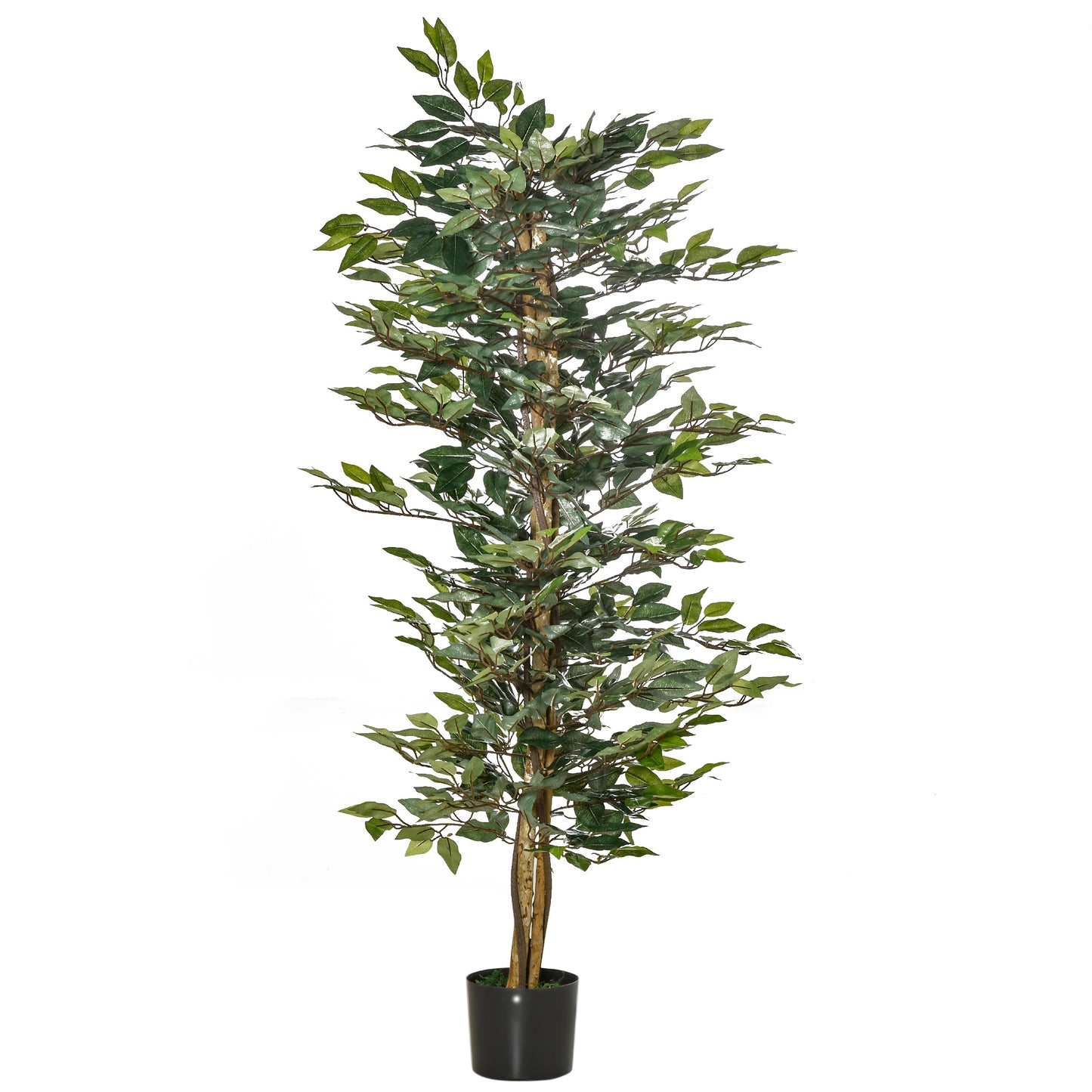 HOMCOM Fake Ficus Plant 150cm High, Indoor and Outdoor Decoration with Pot Included - Borgè