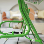 2-Seater Outdoor Children's Swing with Adjustable Canopy and Safety Belts, 112x75x120 cm, Green
