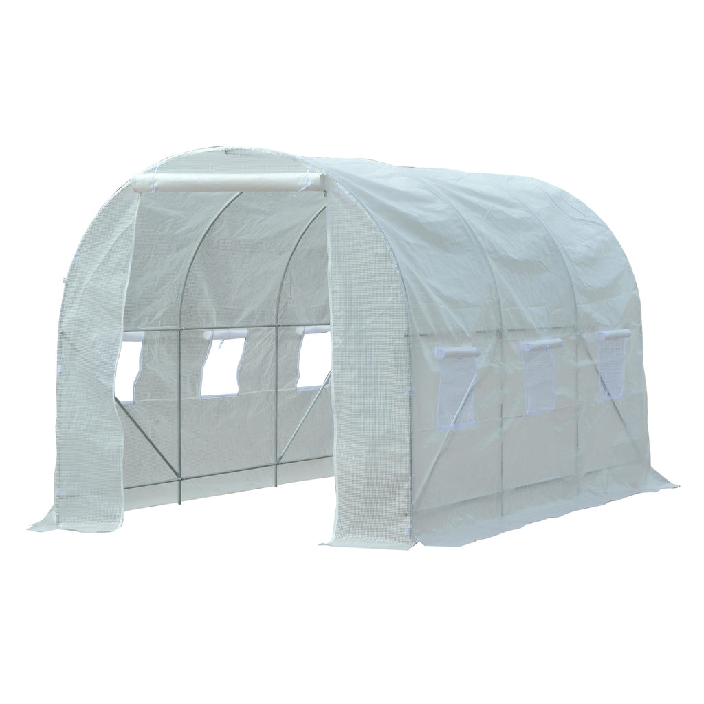 Outsunny Garden greenhouse tunnel for PI plants with iron, white, 350x200x200cm pipes - Borgè