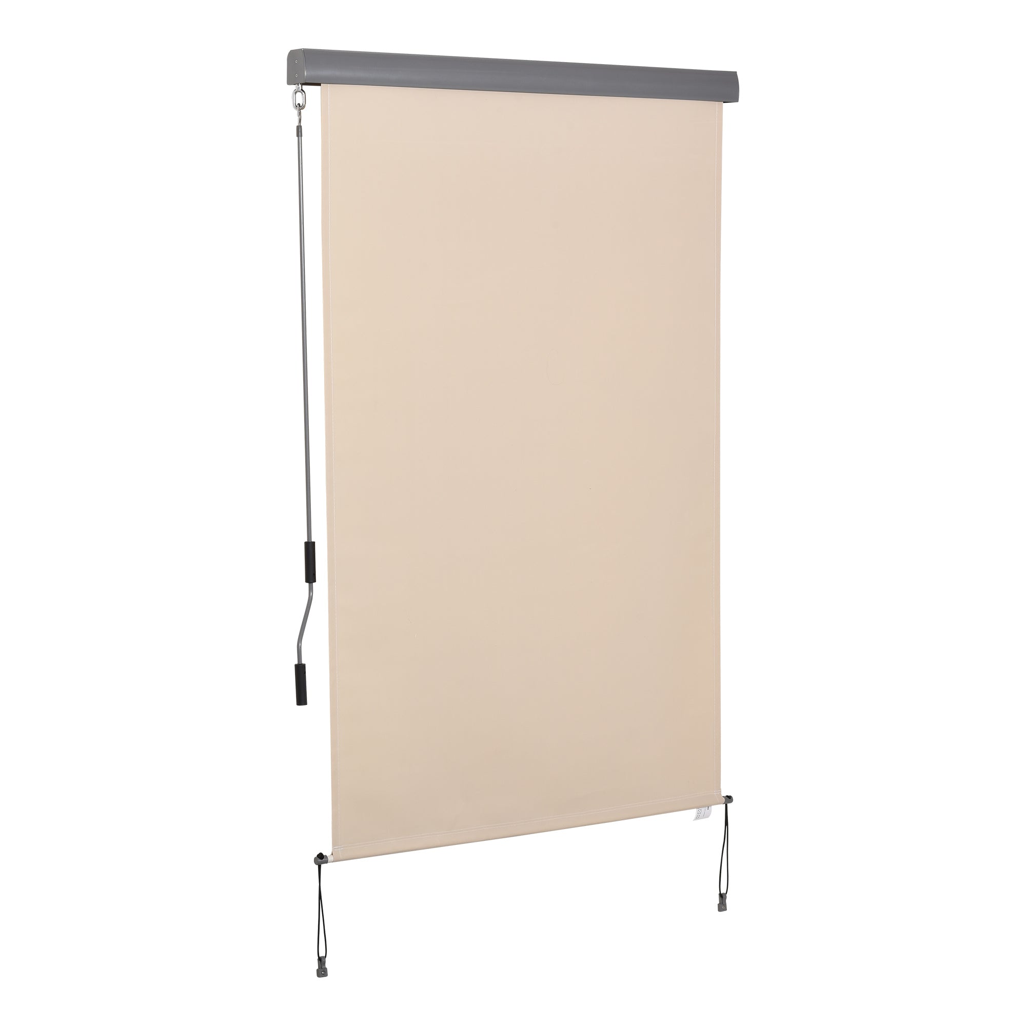 Roller Shade Awning with Crank Handle, Wall or Ceiling Mounted, 120x200cm, Beige