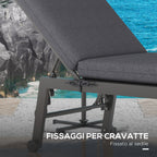 Outsunny Set of 2 Outdoor Chair Cushions with Ties and 2 Pads, in Polyester and Cotton, 190.5 x 58.4 x 7 cm, Grey