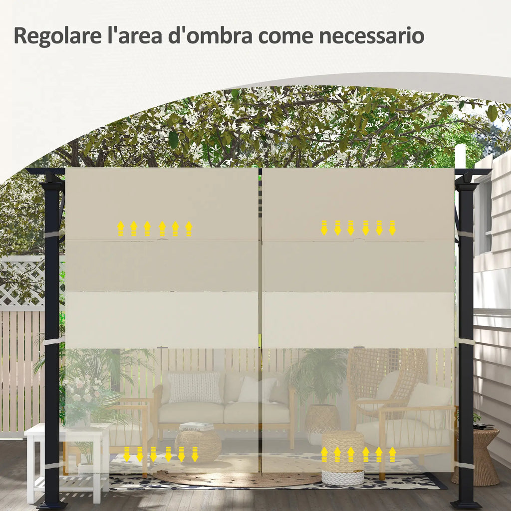 (COVER ONLY) 3x3m Polyester Gazebo Pergola Cover with Pockets and Straps, 488x122cm, Khaki