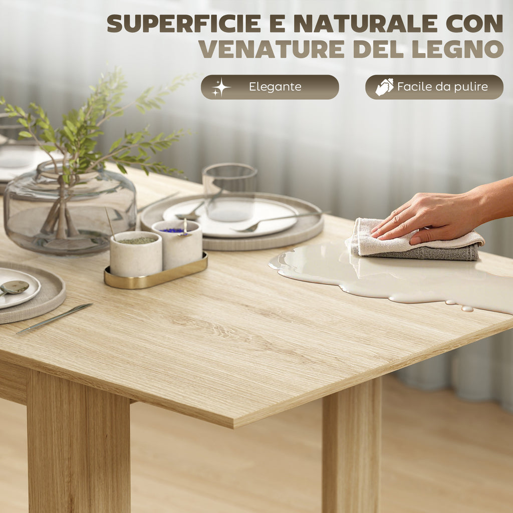Extendable Dining Table for 6-8 People, 140-180 x 80 cm, Wood Color
