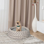 COZZY | Round Raised Washable Dog and Cat Bed in PP Cotton, Padded Cushion, Φ50x19cm, Grey - Borge' Group Limited