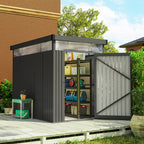 Garden Shed with Acrylic Skylight and Drainage Holes, Steel, 162x259x201 cm, Dark Grey