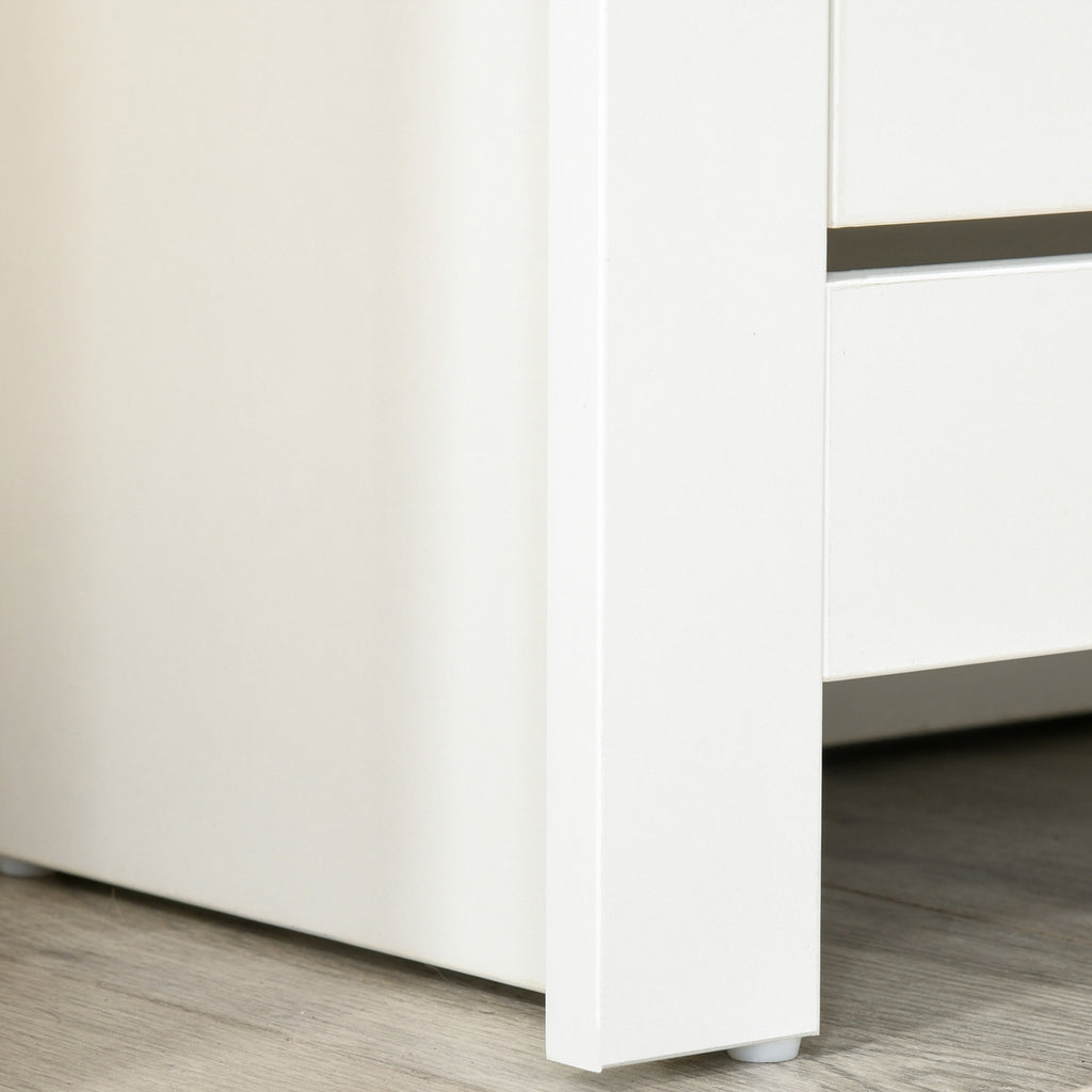Modern Shoe Rack for 12 Pairs Max with 2 Adjustable and Removable Drawers, in Wood, 72x26x80 cm, White
