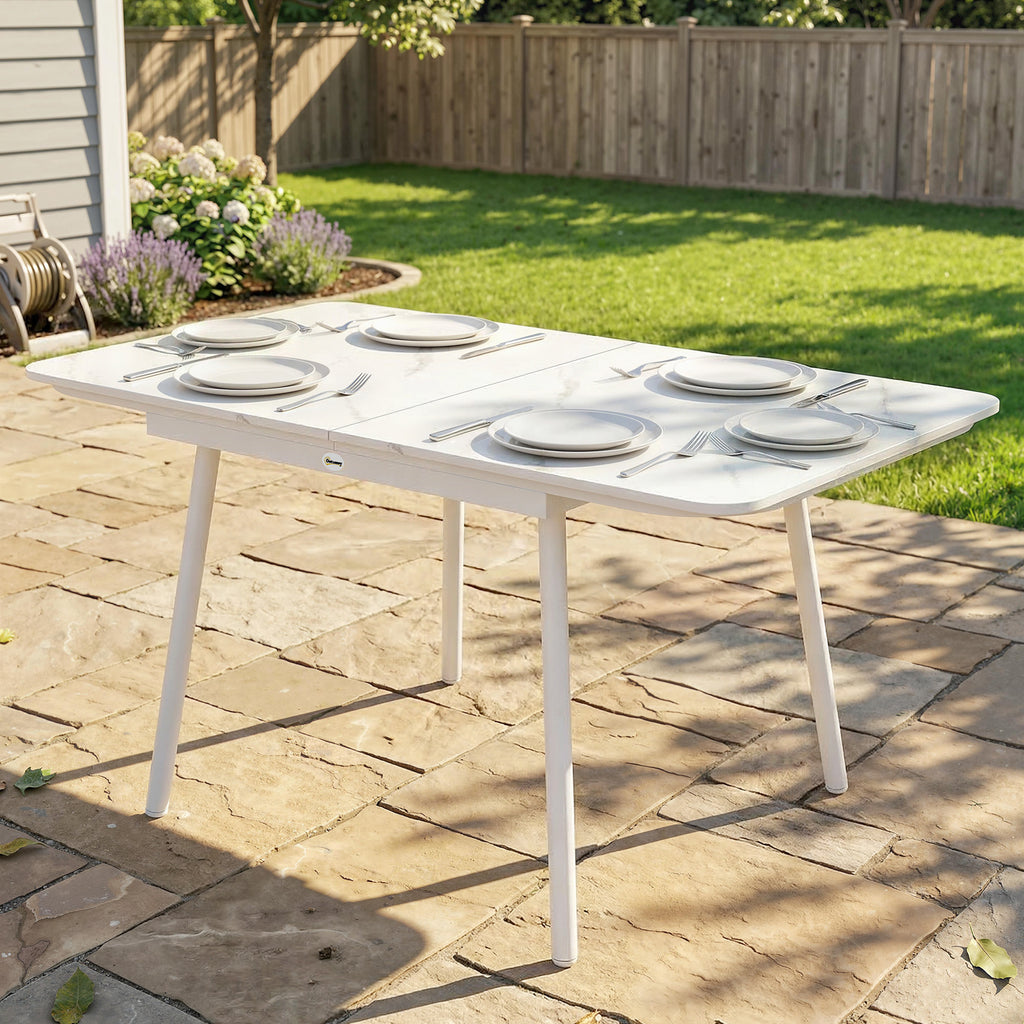Outsunny Garden Table for 6 People, Rectangular 140x80 cm with WPC Top