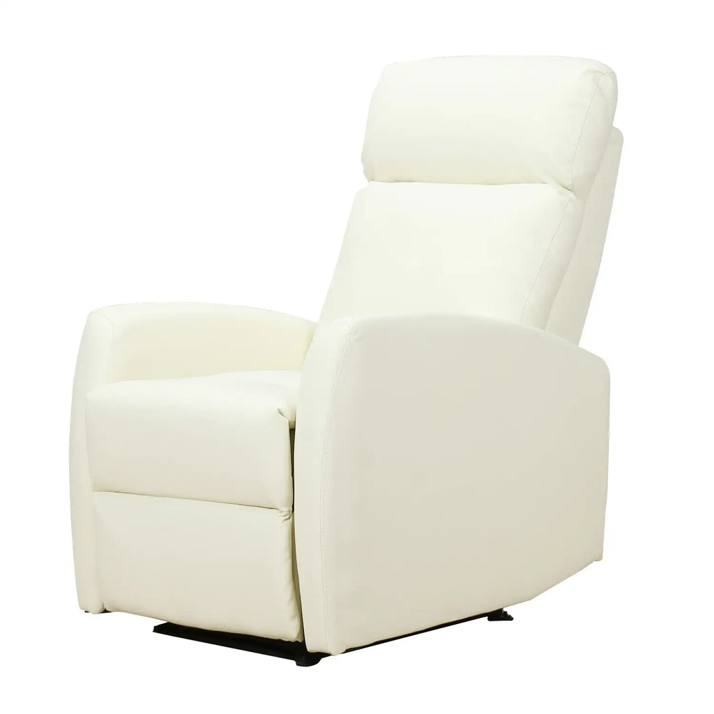 165° Reclining Relax Chair with Adjustable Footrest Ergonomic PU Leather, 65 × 92 × 100cm Cream