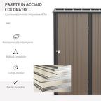 OUTSUNY GARDEN CASETTA IN STEEL Tool holder with bolt, 161.5x94.5x196cm, brown - Borgè