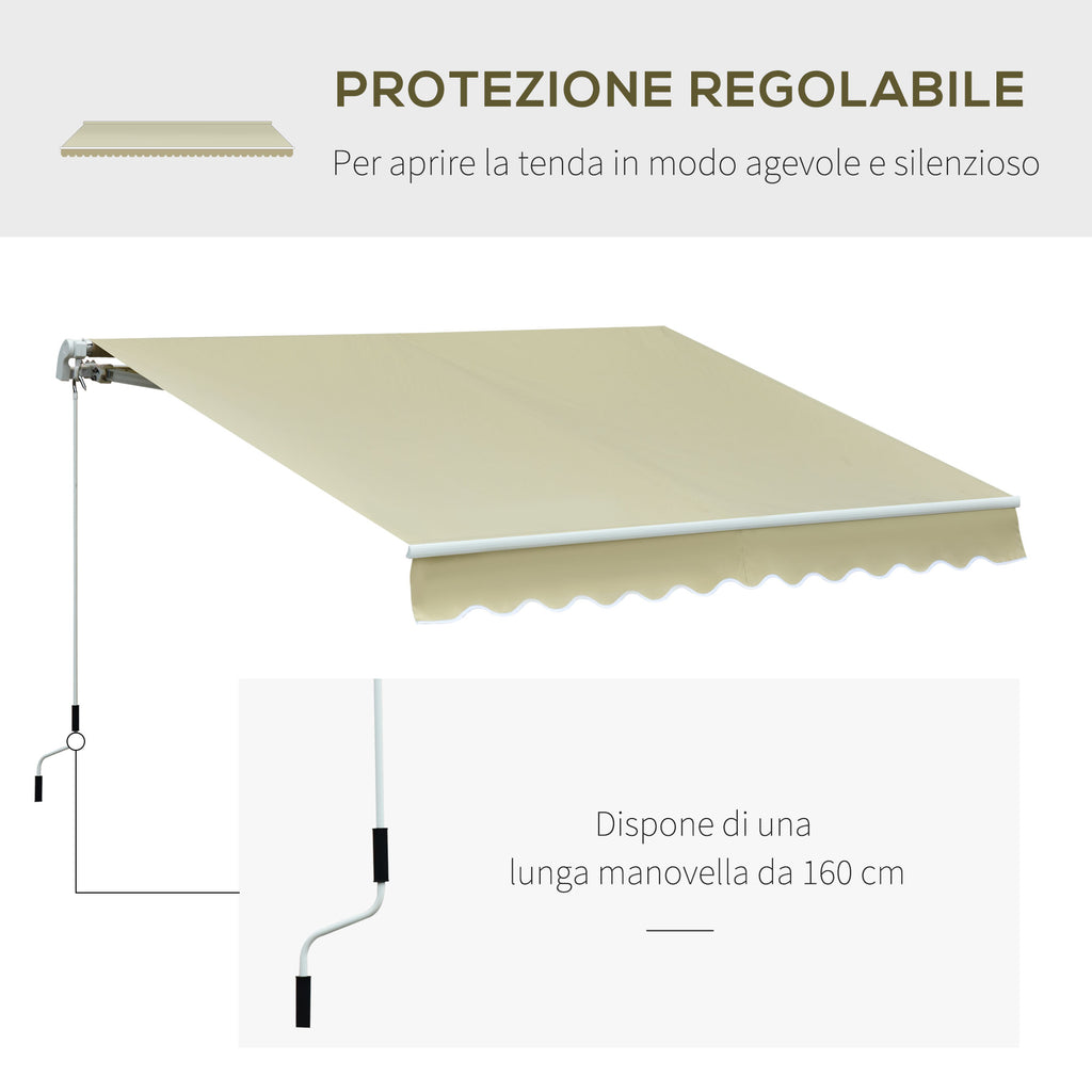 Outsunny Outdoor Awning with Crank, Metal and Polyester, 3x2.5m Beige