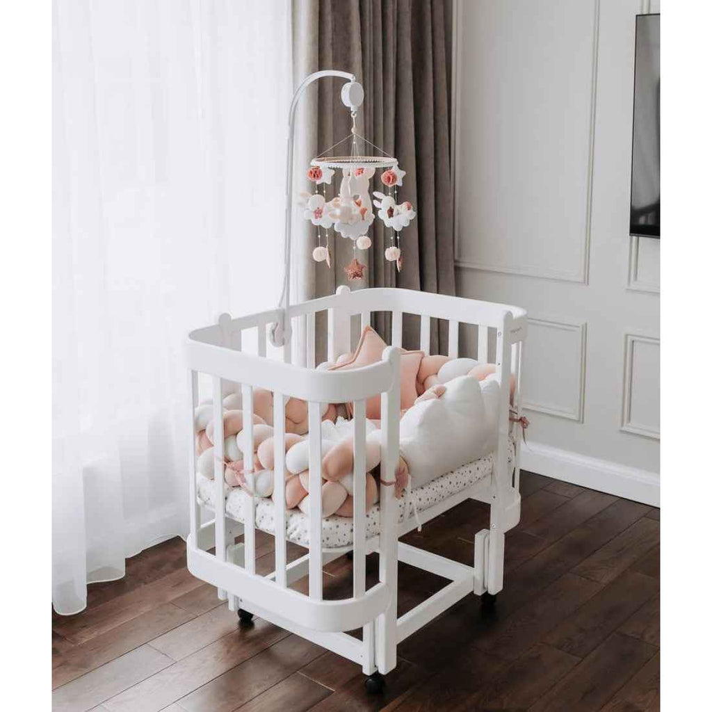 NIKA Convertible Cot – All White - Grows with Your Child from Birth to 5 Years