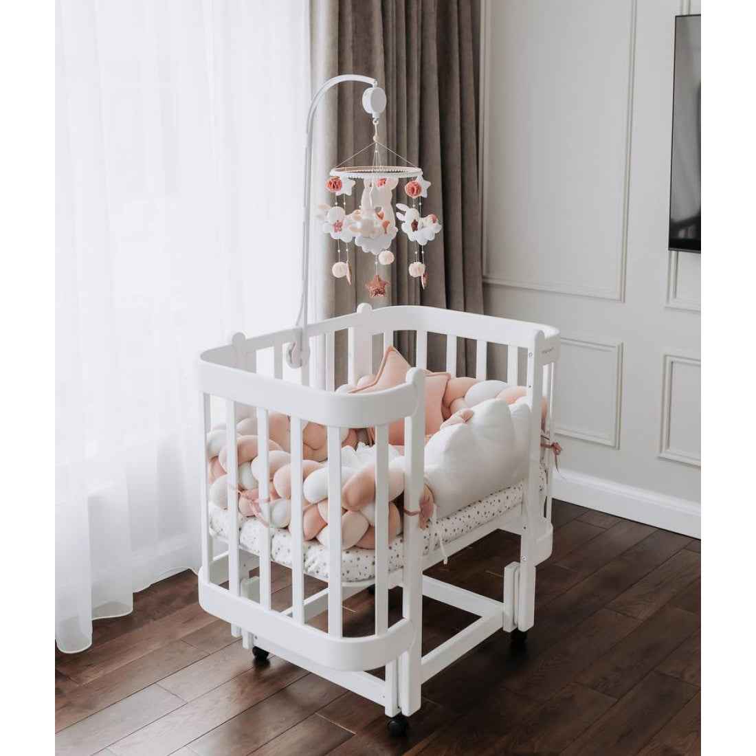 NIKA Convertible Cot – All White - Grows with Your Child from Birth to 5 Years