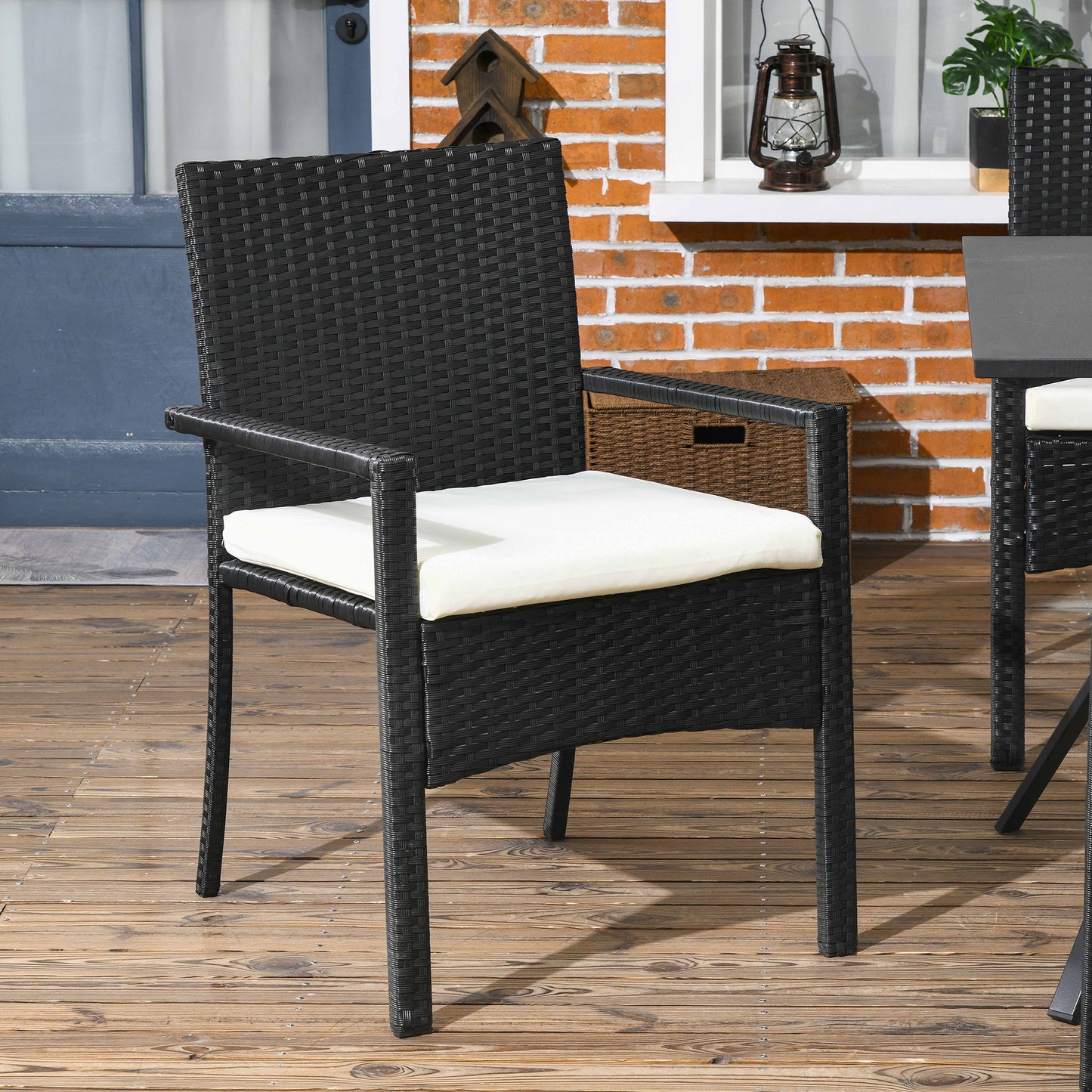 Elegant 7-Piece PE Rattan Garden Set with Dining Table (150x90x72 cm) and 6 Cushioned Chairs (58x62x87 cm) - Borgè