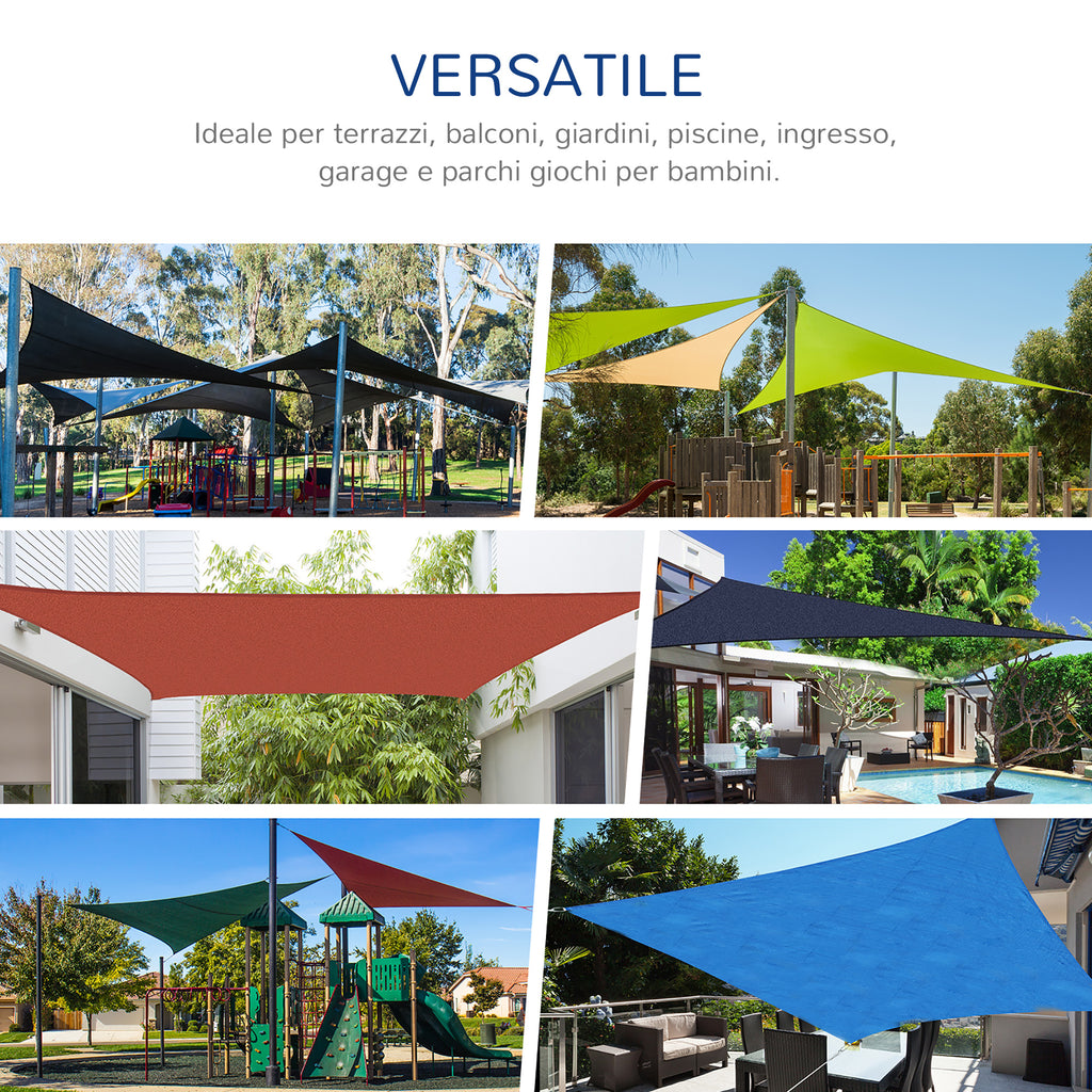Outsunny Triangle Sun Shade Sail, Sun Protection for Garden, Balcony, Terrace, Anti-UV, 4x4x4 m, Beige