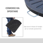 Set of 2 Cross Base Umbrella Weights 28 kg with Fan Design, in Rosin, 66x47x4.2 cm, Bronze