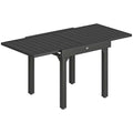Outsunny Extendable Slatted Garden Table for 4-6 People, Made of Aluminum and Steel, 80/160x80 cm, Black