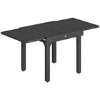 Outsunny Extendable Slatted Garden Table for 4-6 People, Made of Aluminum and Steel, 80/160x80 cm, Black