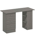 HOMCOM Modern Desk with 3 Drawers and 3 Shelves for Bedroom and Office, Wooden, 120x49x72 cm, Grey
