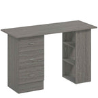 HOMCOM Modern Desk with 3 Drawers and 3 Shelves for Bedroom and Office, Wooden, 120x49x72 cm, Grey