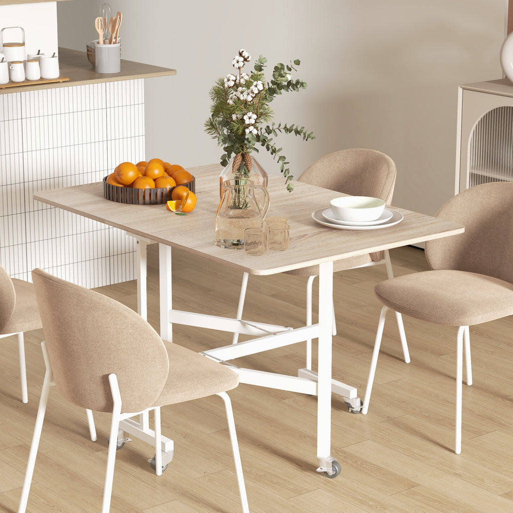 HOMCOM Modern Folding Table with 2 Leafs with Casters in MDF and Steel, 120x80x73cm, Brown - Borgè