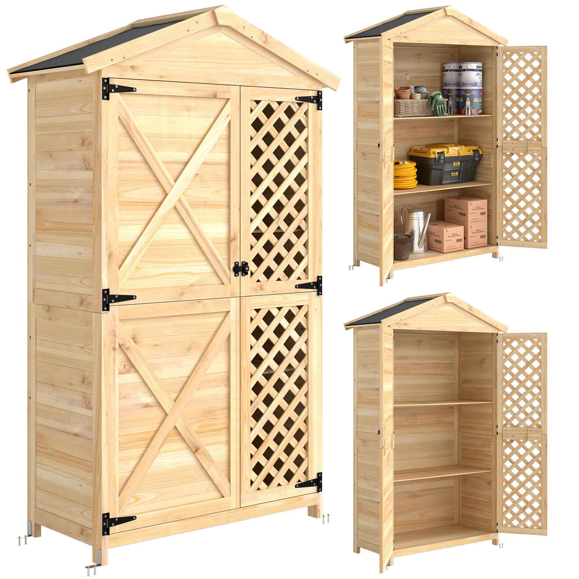 Outsunny Outdoor Cabinet: Garden Shed with Ventilated Door and Anti-Tip Kit.