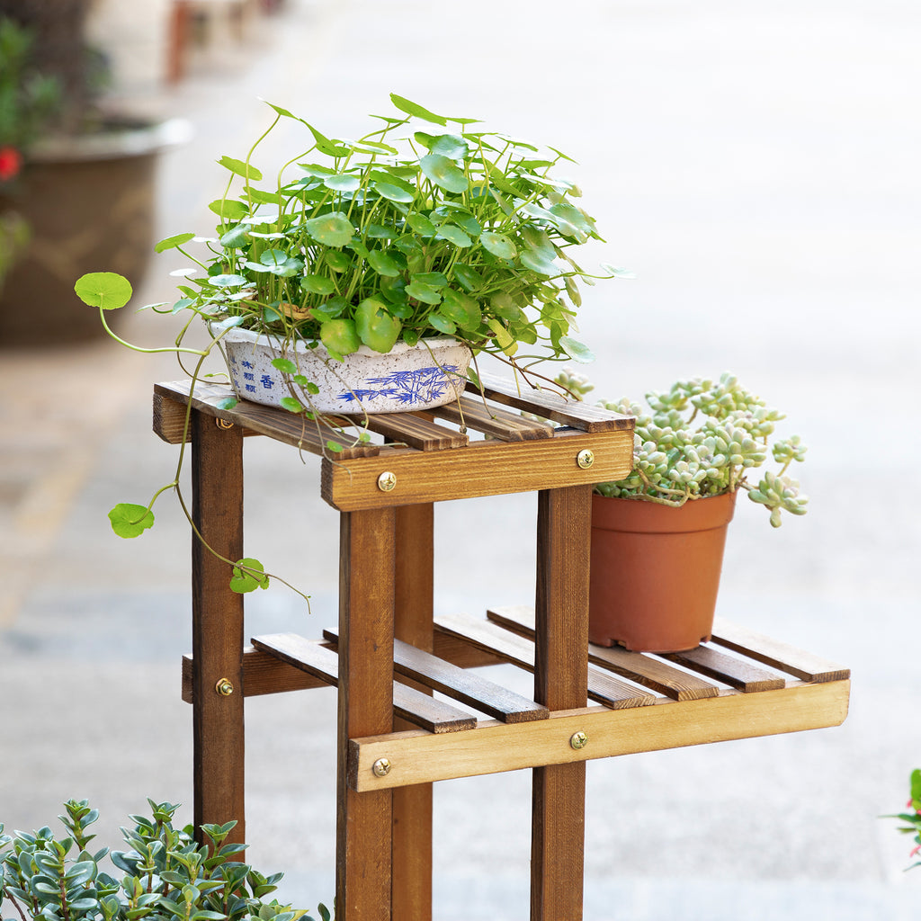 6-Tier Asymmetrical Wooden Plant Stand for Garden and Home, 98x28x96.5cm