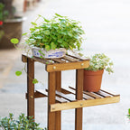6-Tier Asymmetrical Wooden Plant Stand for Garden and Home, 98x28x96.5cm