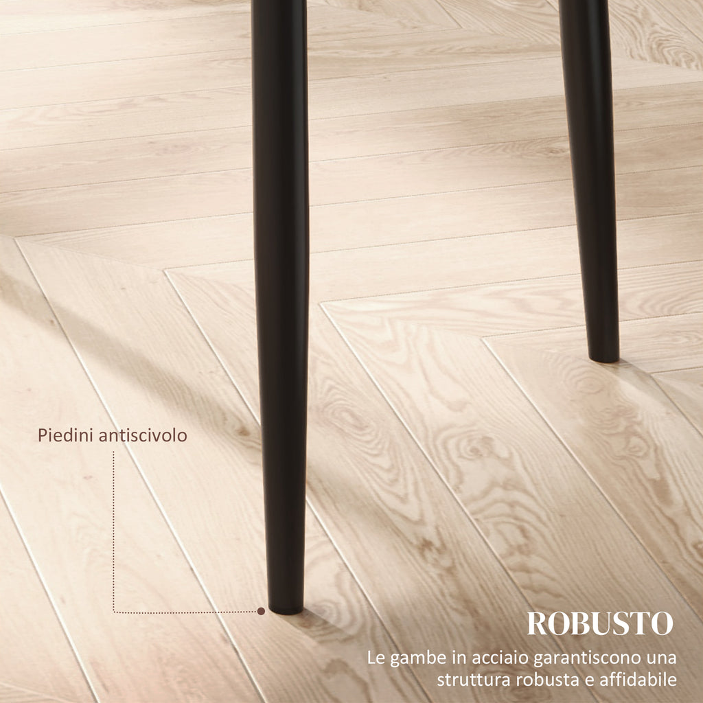 Set of 2 Modern High Back Dining Chairs in Faux Leather and Steel, 41x50x97 cm, Black