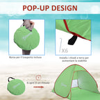 Pop Up Beach Tent with UV 30+ Protection and Transport Bag, 200x150x119 cm, Green