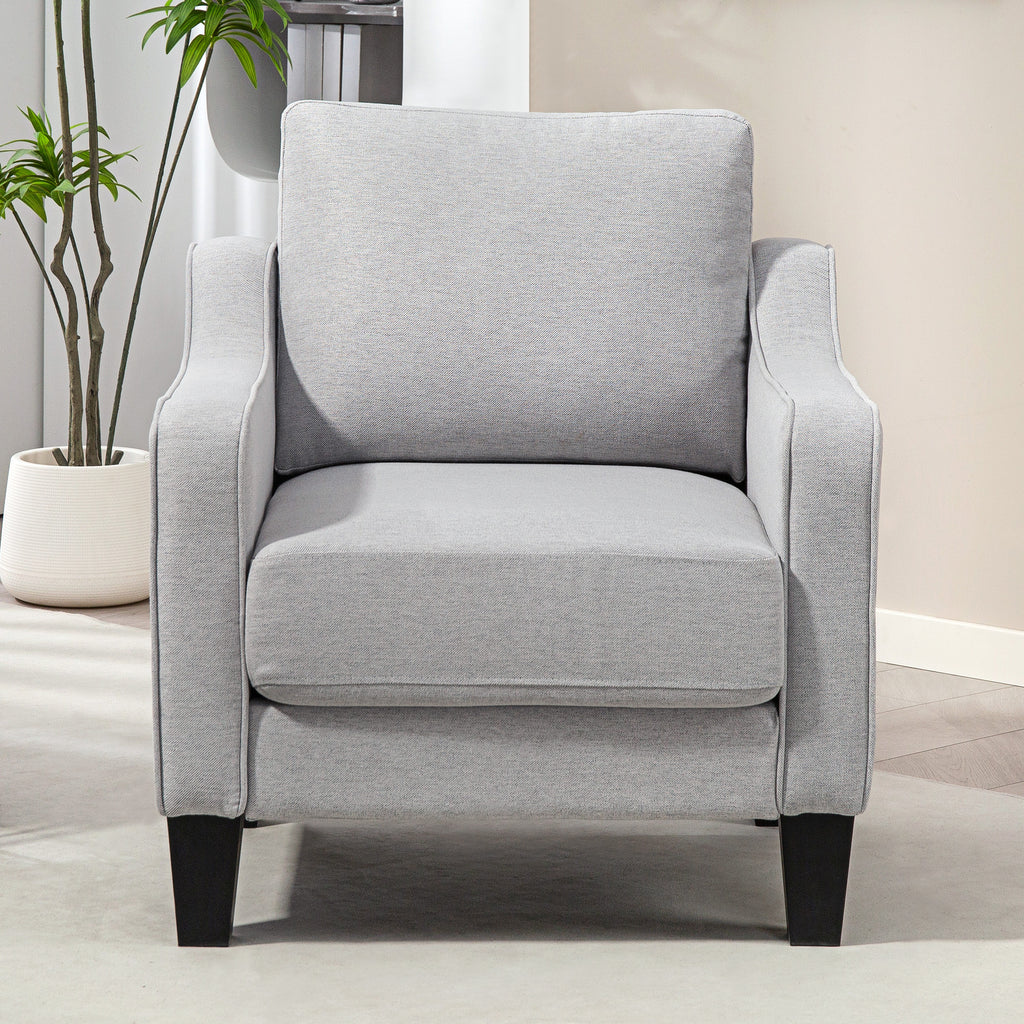 Modern Fabric Armchair with Thick Padding and Pocket Springs, 77x77x86 cm, Grey