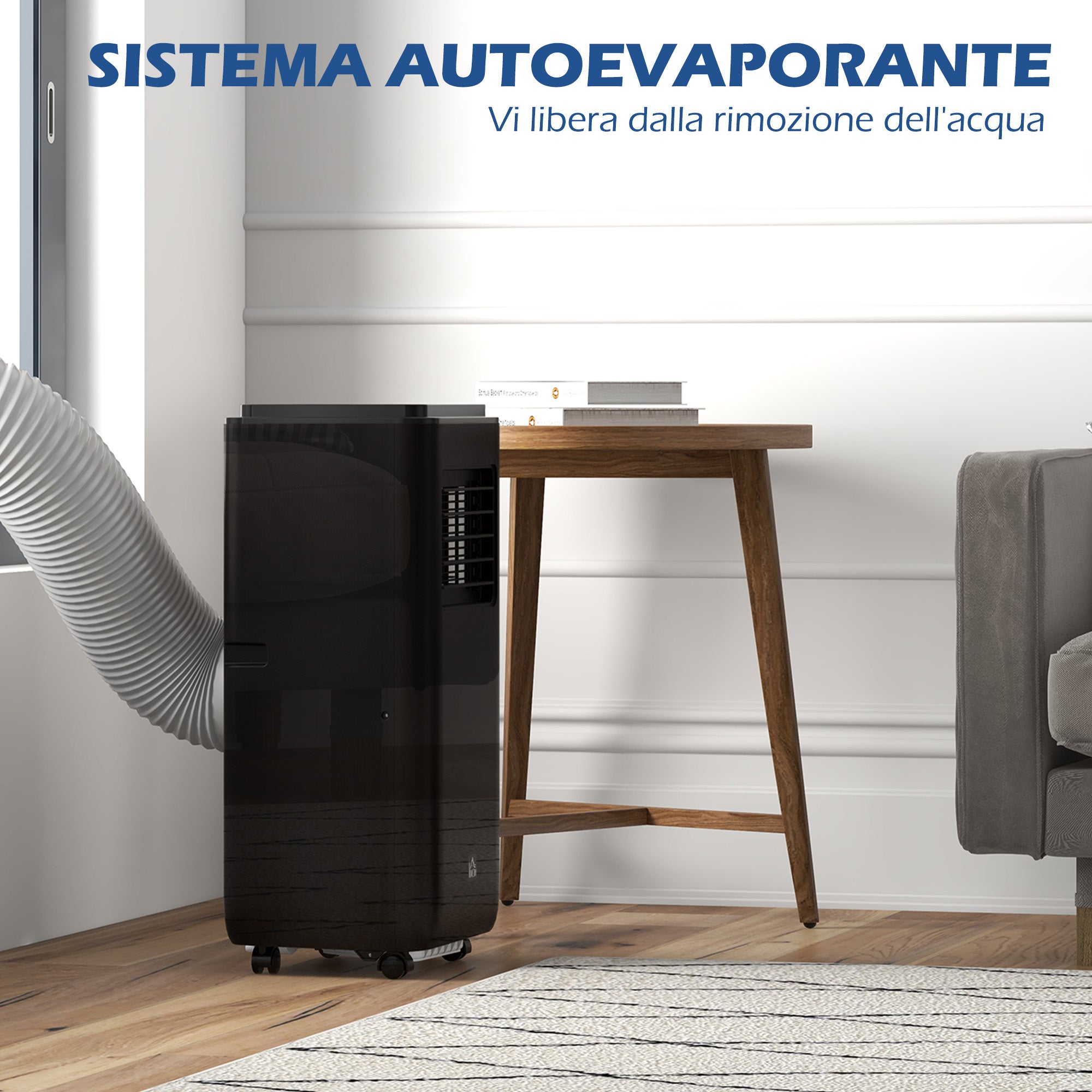 HOMCOM Portable Air Conditioner 950W with 5 Modes and 3 Speeds, in ABS Plastic and Steel, 33x28x70.4 cm, Black - Borgè