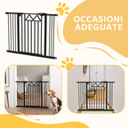 Dog Gate with 4 Adjustable Screws and Adhesive Tape, Metal and Plastic, 74-100x76 cm, Black