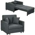 Grey Velvet Fabric Armchair Bed with 2 Cushions and Storage Space, 100x98x88 cm