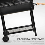 Outsunny Steel Barbecue with 2 Independent Grills, 2 Wheels, and Bottom Shelf | Black | 90cm x 45cm x 96cm