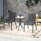 3 Piece Garden Set with 2 Garden Chairs 54x71x93 cm and Round Table Ø60x71 cm in Black Steel