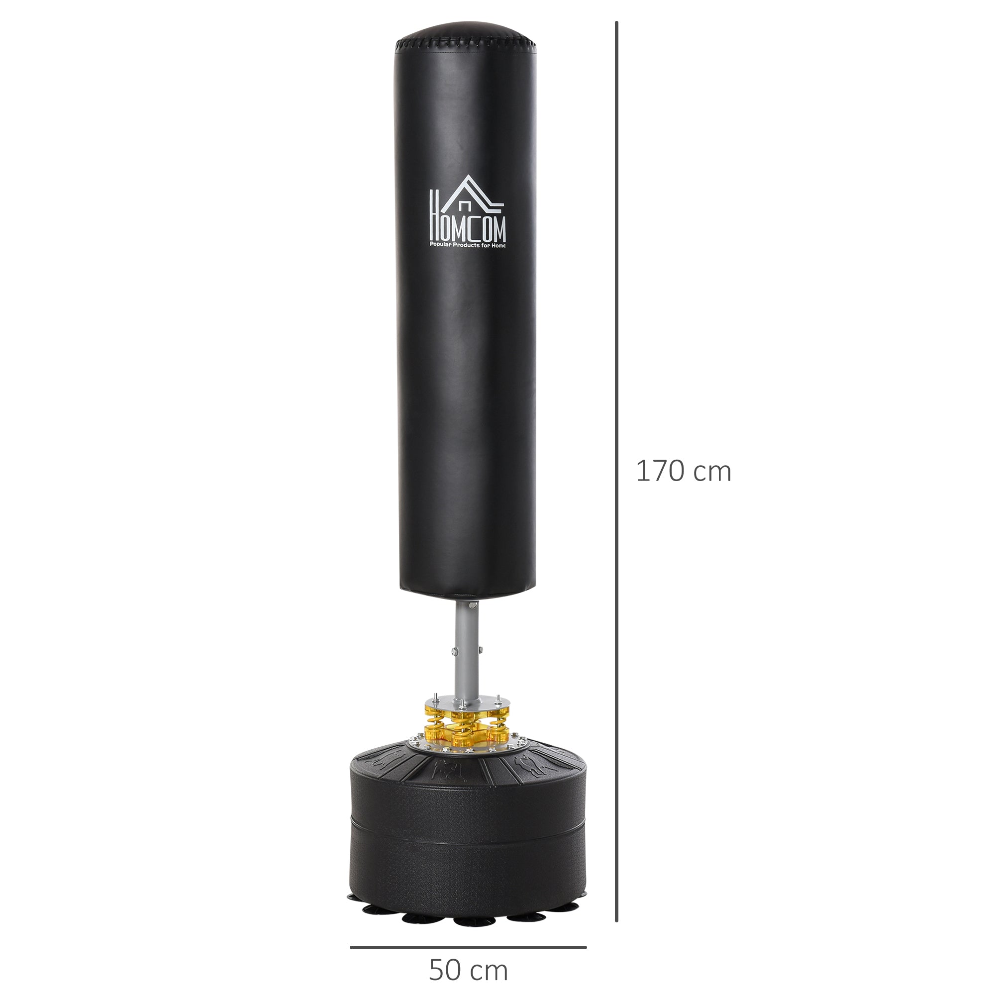 Freestanding Punching Bag, Punching Bag with Base Fillable with Water and Sand, Black