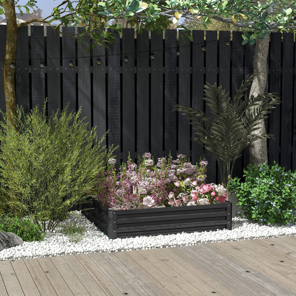 Open Bottom Raised Garden Bed with Covering, in Galvanized Steel, 120x120x30 cm, Gray - Borgè