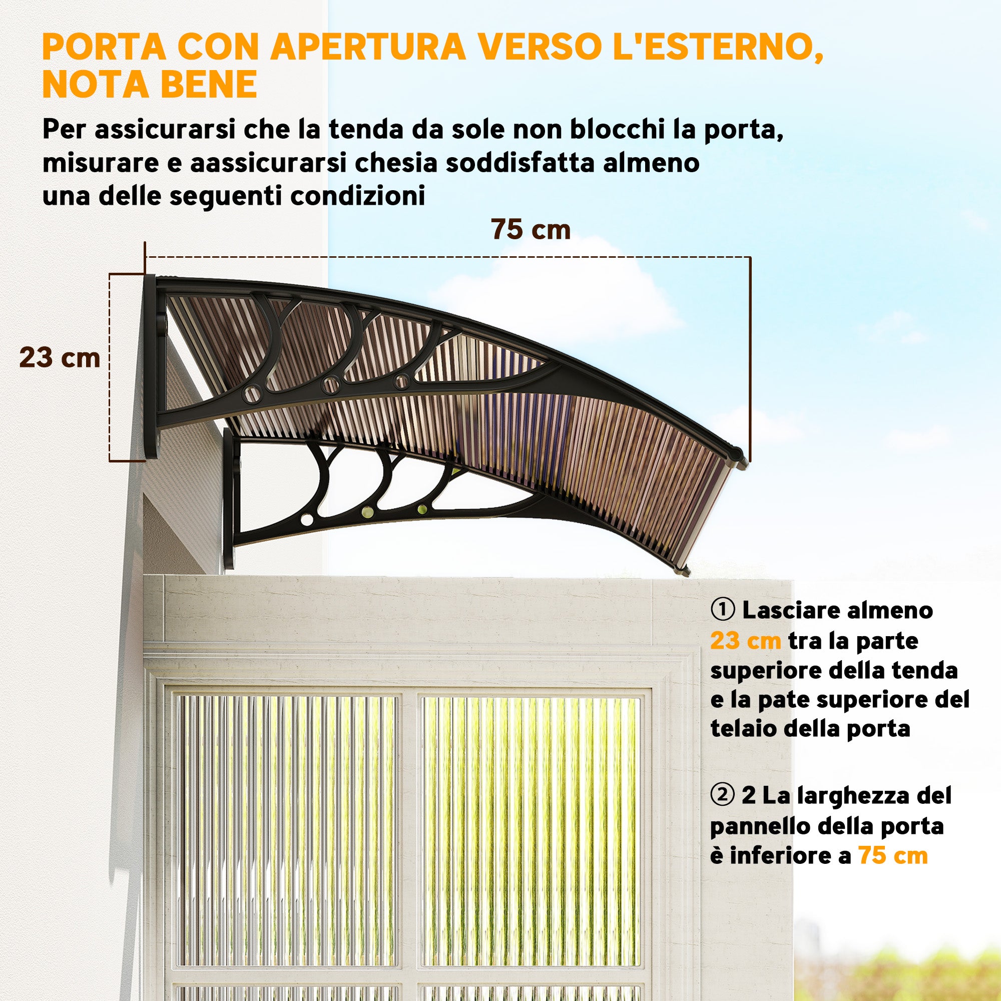 Outsunny Waterproof and Anti-UV Outdoor Canopy, in PC, PP and Aluminum, 75x100x23 cm, Brown and Black