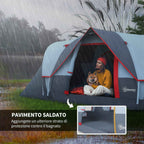 Outsunny 6-Person Water-Repellent Camping Tent with UV Protection, Fiberglass Poles, 4.55 x 2.2 x 1.8 m, Grey