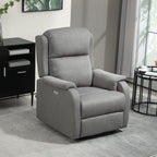 Reclining Chair with Footrest, in Linen Effect Fabric, Wood and Metal, 77x91x106 cm, Dark Grey