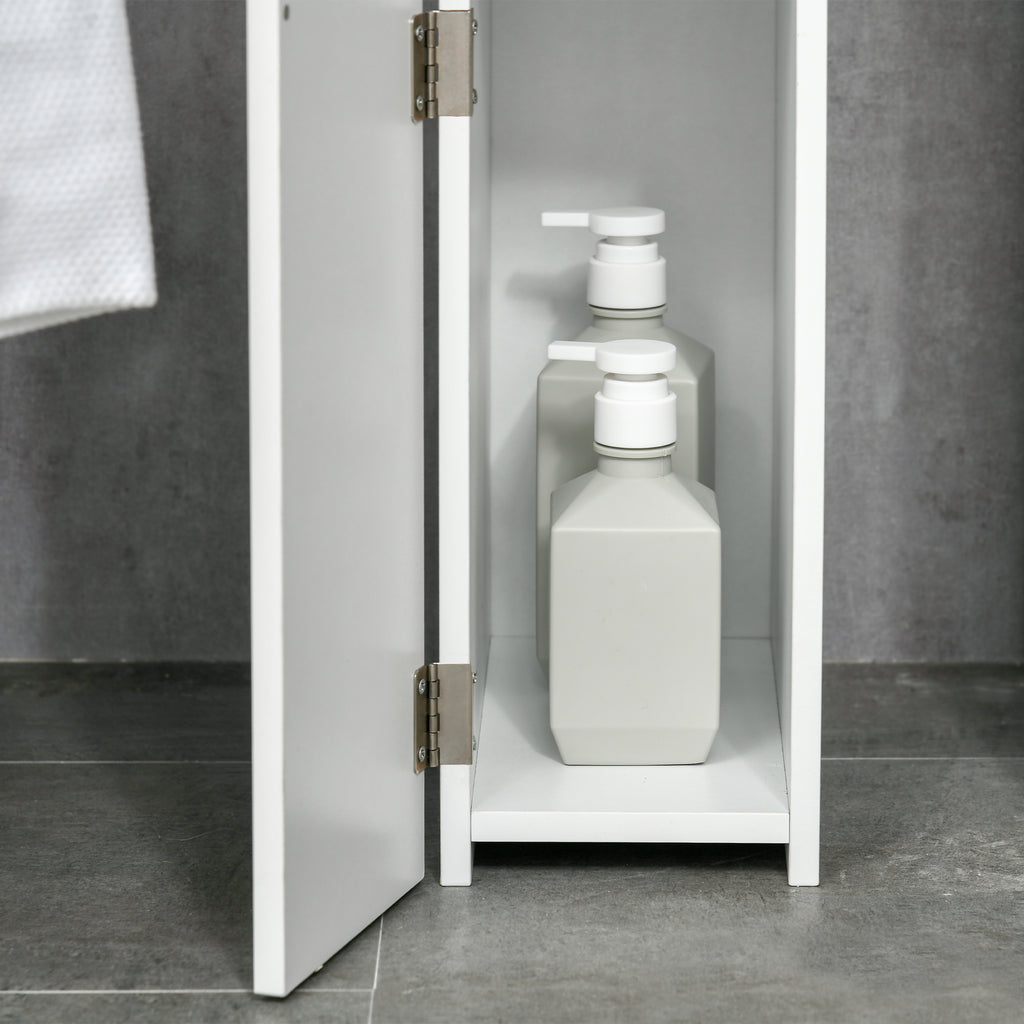 kleankin Bathroom Column with 2 Shelves and 2 Cabinets, Space-Saving Tall Cabinet 15.2x29.8x118 cm, White