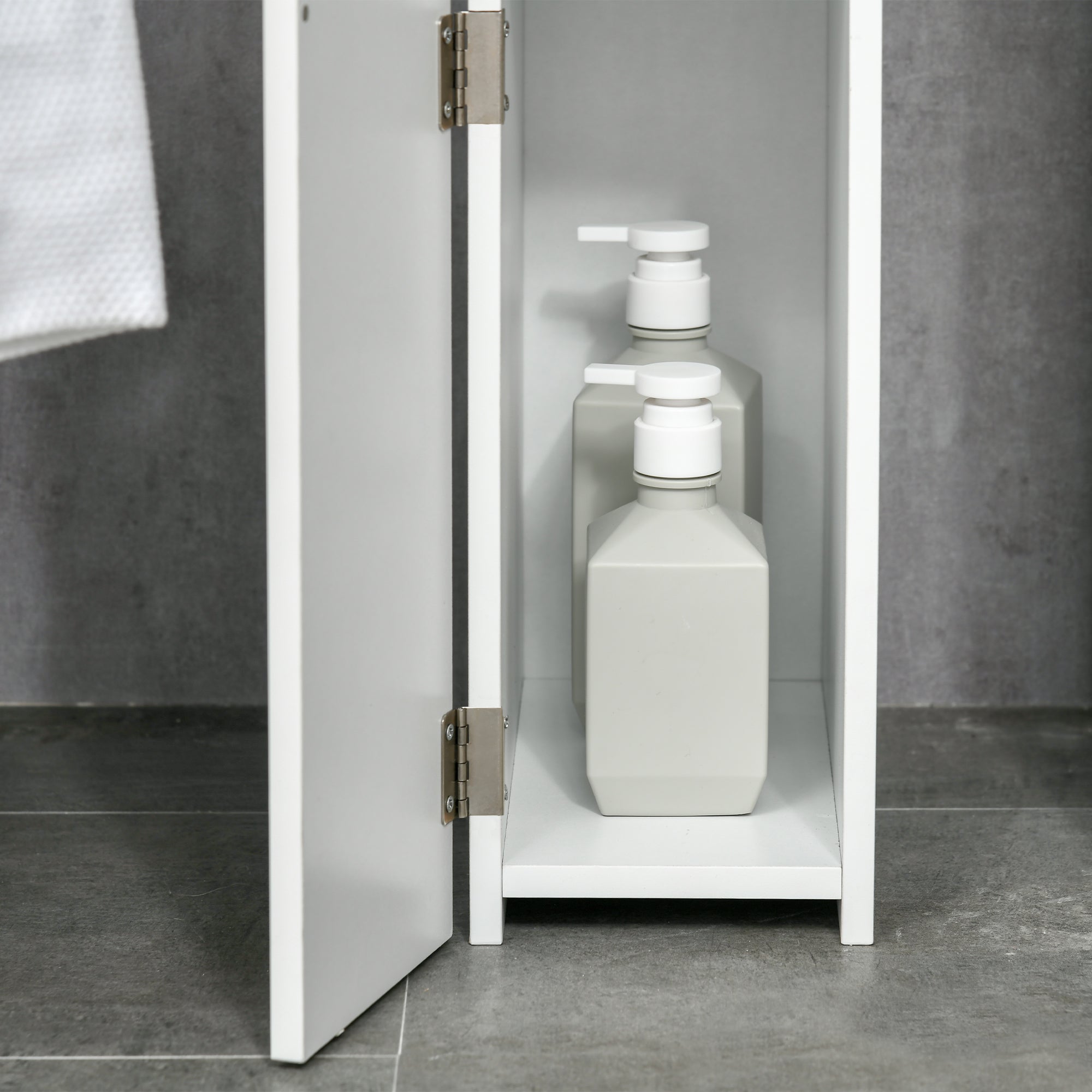 kleankin Bathroom Column with 2 Shelves and 2 Cabinets, Space-Saving Tall Cabinet 15.2x29.8x118 cm, White
