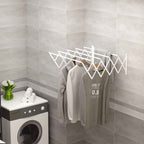 HOMCOM Retractable Wall-Mounted Clothes Airer for Indoor and Outdoor Use, 63.5 x 60 x 20 cm, White