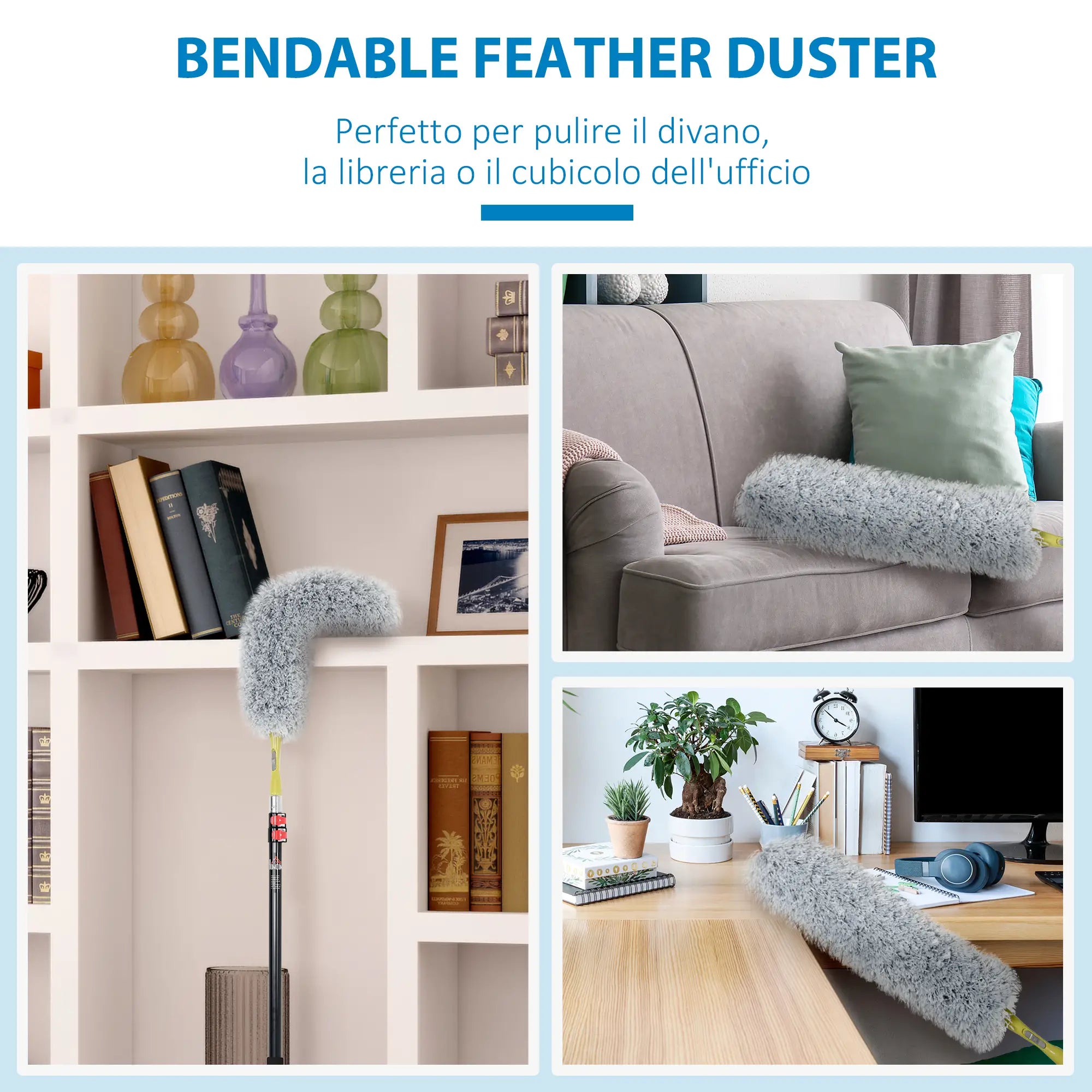 Home Cleaning Kit with Rod, Cobweb Duster, Microfiber Duster and Fan Duster