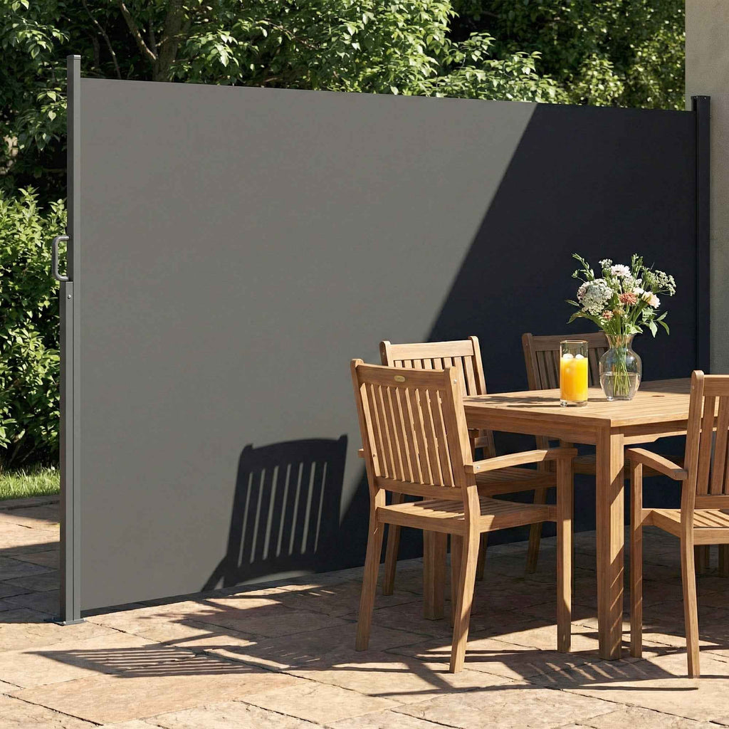 Outsunny Retractable Side Awning Waterproof and UV 50+, in Aluminum, Steel and Polyester, 420x185 cm, Dark Grey
