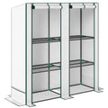 Outsunny Garden Greenhouse with 2 Roll-Up Doors, 3-Tier Shelving and Side Pockets, White and Green