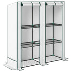 Outsunny Garden Greenhouse with 2 Roll-Up Doors, 3-Tier Shelving and Side Pockets, White and Green