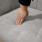 Relaxing Chair with Footstool in Corduroy with High Back and Armrests, Grey