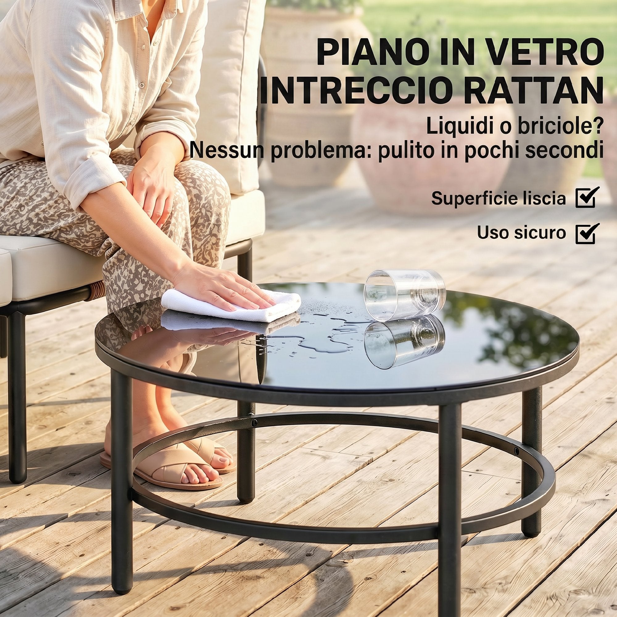 Outsunny 5-Piece Modular Rattan Garden Set with L-Shaped Sofa, Coffee Table, and Cushions, Khaki
